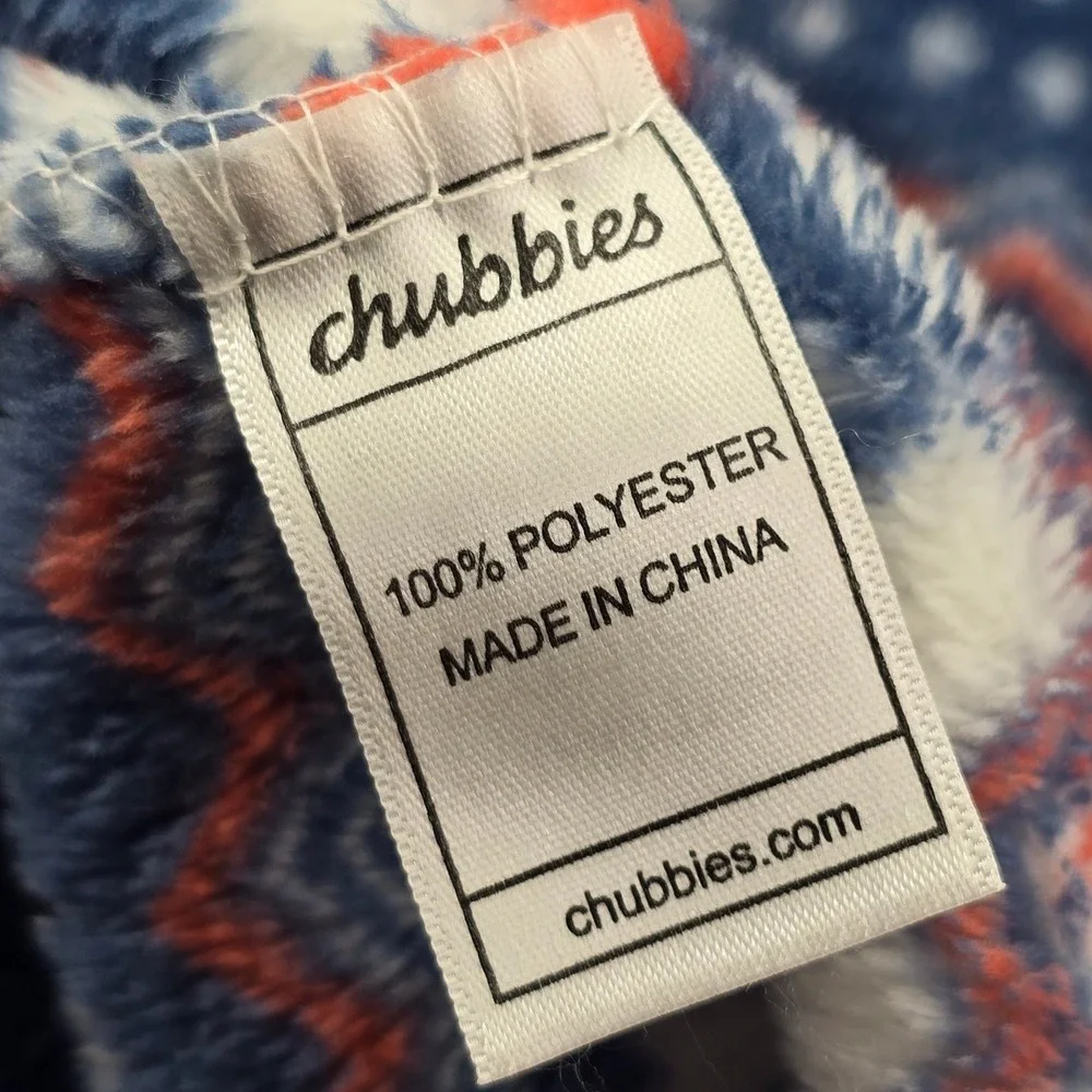 Chubbies Robe Mens One Size Blue Red Fair Isle Bear Fleece Belted Pockets Posh